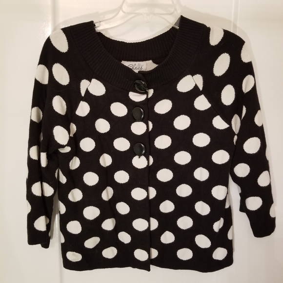Chaus Jackets & Blazers - Chaus womans sweater size M, Polkadot 3/4 sleeve